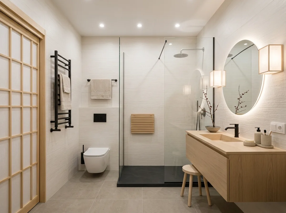Японский стиль — санузел, визуализация интерьера